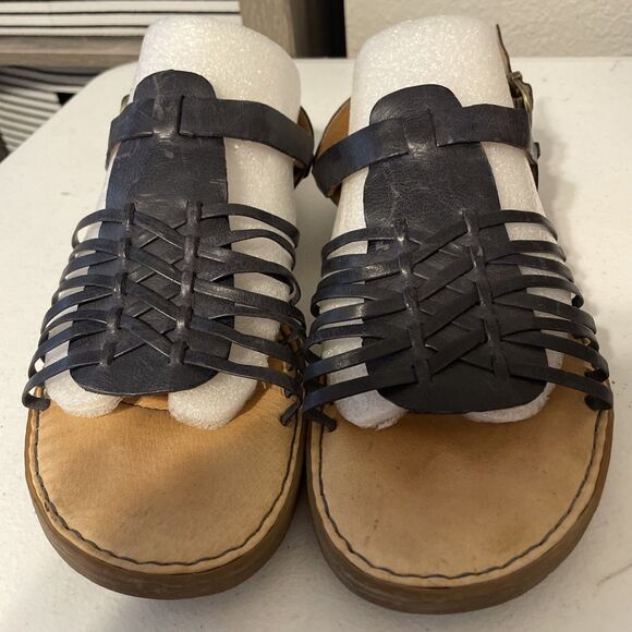 BOC Born Womens Size 8 M Blue Strappy Weaved Leather Sandal - Picture 1 of 12